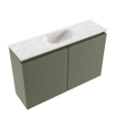 MONDIAZ TURE-DLUX Meuble toilette - 80cm - Army - EDEN - vasque Ostra - position centrale - sans trou de robinet SW1104709