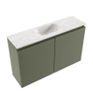 MONDIAZ TURE-DLUX Meuble WC 80 cm Army. Lavabo EDEN Ostra position milieu. Sans trou de robinet. SW1104709