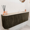 Mondiaz JOYA-DLUX 111.6cm meuble de salle de bains - arrondi gauche couleur Shadow - Vasque FAYE position Droite 1 trou de robinet couleur Frappe. SW1422742