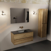Mondiaz AIVY Ensemble de meuble - 100x45x50cm - 0 trous de robinet - 1 vasque Urban Solid surface - Centre - 2 tiroirs - sans miroir - Melamine Chai SW892450