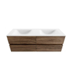 Mondiaz VICA 140cm meubles de salle de bains Mocha 4 tiroirs. Lavabo CLOUD Double sans trou pour robinet, couleur Talc. SW1208823