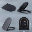 QeramiQ Dely Swirl Toiletset - 36.3x51.7cm - Geberit UP320 Burda inbouwreservoir - 35mm zitting - koperen bedieningsplaat - rechthoekige knoppen - mat zwart SW1138613