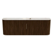 Mondiaz JOYA-DLUX 123.2cm toiletmeubel - ronding links en rechts kleur Walnut - Wastafel FAYE positie Midden 1 kraangat kleur Frappe. SW1422386