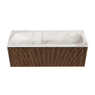 MONDIAZ KURVE-DLUX 120cm Meuble salle de bain - couleur Walnut - 1 tiroir - vasque BIG LARGE centre - sans trou de robinet - couleur Frappe SW1137447