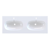 Arcqua Oval Lavabo encastré - 121x46x1.5cm - double vasque - 2 trous de robinet - marbre de synthèse - blanc brillant SW1581386