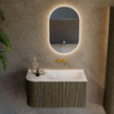 Mondiaz KURVE Ensemble de meuble de salle de bains - 85x46x40cm - 1 tiroir - 1 porte - vasque solid surface - à droite - sans trou de robinet - Shadow SW1414202