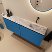 MONDIAZ TURE-DLUX Meuble toilette - 120cm - Jeans - EDEN - vasque Glace - position droite - sans trou de robinet SW1103334