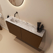 MONDIAZ TURE-DLUX Meuble toilette - 100cm - Rust - EDEN - vasque Glace - position gauche - sans trou de robinet SW1103562