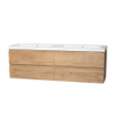 Saniclass Natural Wood meuble sous lavabo 80.2x55x45.5cm avec frein de chute sans portes avec 2 tiroirs natural wood SW370064