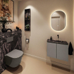 MONDIAZ TURE-DLUX Meuble WC 60 cm Smoke. Lavabo EDEN Lava position droite. Sans trou de robinet. SW1104049