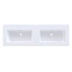 Arcqua Mira Lavabo encastré - 141x46x1.5cm - double vasque - sans trou de robinet - marbre de synthèse - blanc brillant SW1581370