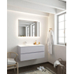 ENSEMBLE DE MEUBLE MONDIAZ VICA - 100cm - 2 tiroirs - lavabo Moon gauche - 1 trou de robinet - solid surface cale SW410436