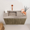 Mondiaz JOYA-DLUX 60cm toiletmeubel - kleur Dusk - Wastafel FAYE positie Links Zonder kraangat kleur Oza. SW1425974