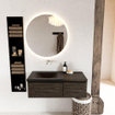 MONDIAZ BUKLA 100cm ensemble de meuble avec module 40 couleur Marron Foncé avec 2 tiroirs. Lavabo CLOUD gauche 0 trou de robinet couleur Urban. SW1382038