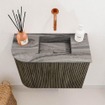 Mondiaz JOYA-DLUX 51.6cm toiletmeubel - ronding links kleur Shadow - Wastafel FAYE positie Rechts Zonder kraangat kleur Sombra. SW1425215