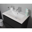 Basic Bella Meuble avec lavabo en porcelaine 1 trou de robinet 60x55x46cm avec armoire toilette à 1 porte gris Anthracite mat SW398090
