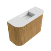 Mondiaz JOYA 63.2cm toiletmeubel - ronding links en rechts kleur Oak - Wastafel FAYE positie Midden Zonder kraangat kleur Talc. SW1421158