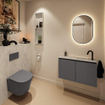 MONDIAZ TURE-DLUX Meuble toilette - 80cm - Dark Grey - EDEN - vasque Opalo - position droite - 1 trou de robinet SW1104259