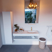 Mondiaz ALAN-DLUX Ensemble de meuble - 120cm - meuble Opalo mat - 0 tiroirs - Lavabo Cloud Opalo suspendu - vasque Droite - 1 trou de robinet SW809166