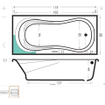 Xenz Curaçao Douchebad - 175x80x47 - afvoer uiteinde - acryl - wit SW103005