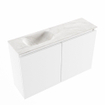MONDIAZ TURE-DLUX Meuble de toilettes 80 cm Talc. EDEN lavabo Ostra position gauche. Avec 1 trou de robinet. SW1104670