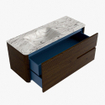 Mondiaz CIRO-DLUX Meuble de salle de bains - 120x45x50cm - plan vasque en solid surface Glace - 1 lavabo à gauche - sans trous de robinetterie - 2 tiroirs - Noyer SW1530267