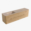 Mondiaz CIRO-DLUX Badkamermeubelset - 180x45x50cm - Solid surface wastafel Saba - 1 wasbak Links - zonder kraangaten - 4 lades - Oak SW1531271