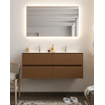 MONDIAZ VICA Ensemble de meuble salle de bain - 120cm - 4 tiroirs - lavabo Cloud double - 2 trous de robinet - solid surface rouille SW411223