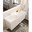 Mondiaz VICA ensemble de meuble de salle de bain - 120cm - meuble sous-vasque lin - 4 tiroirs - lavabo nuage gauche - 1 trou de robinet - miroir LED - version XL 60cm de haut SW1098342