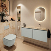 MONDIAZ TURE-DLUX Meuble de WC 120 cm Greey. Lavabo EDEN Frappe position droite. Sans trou de robinet. SW1102800