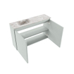 MONDIAZ TURE-DLUX Meuble toilette - 80cm - Greey - EDEN - vasque Glace - position gauche - 1 trou de robinet SW1103398