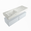 Mondiaz ALAN-DLUX Ensemble de meuble - 130cm - meuble Clay mat - 2 tiroirs - Lavabo Cloud Opalo suspendu - vasque Gauche - 0 trous de robinet SW806858
