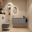 MONDIAZ TURE-DLUX Meuble toilette - 120cm - Smoke - EDEN - vasque Ostra - position gauche - 1 trou de robinet SW1105117