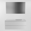 Mondiaz Aivy ensemble de meuble de salle de bains - 120x45x50cm - 0 trous de robinetterie - 1 vasque talc Solid surface - Droite - 2 tiroirs - Avec armoire de toilette - MDF Talc SW892330