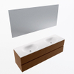 Mondiaz Vica ensemble de meuble de salle de bain - 160cm - meuble sous-vasque reposant - 4 tiroirs - lavabo moon double - sans trous de robinet - couleur talc - miroir LED - version XL 60cm de haut SW1091211