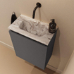 MONDIAZ TURE-DLUX Meuble toilette - 40cm - Dark Grey - EDEN - vasque Glace - position centrale - sans trou de robinet SW1103200