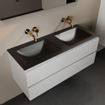Mondiaz AIVY Ensemble de meuble - 120x45x50cm - 0 trous de robinet - 2 vasques Urban Solid surface - Gauche et droite - 2 tiroirs - sans miroir - MDF Talc SW892345