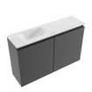 MONDIAZ TURE-DLUX Meuble WC 80 cm Dark Grey. Lavabo EDEN Opalo position gauche. Sans trou de robinet. SW1104257