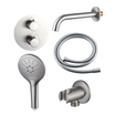 Fortifura Calvi Badkraan set - uitloop - 22cm inkortbaar - rond bedieningspaneel - gladde slang - ronde handdouche - inbouwdeel - wandhouder - geborsteld RVS PVD SW1408669