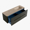 Mondiaz CIRO-DLUX Meuble de salle de bains - 140x45x50cm - Plan vasque solid surface Arena - 1 lavabo à droite - 1 trou de robinet - 4 tiroirs - Shadow SW1532348