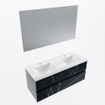 Mondiaz VICA ensemble de meuble de salle de bain - 120cm - meuble sous-vasque marquina - 2 tiroirs - lavabo denia double - 2 trous de robinet - couleur Blanc Brillant - miroir LED - version XL 60cm de haut SW1091949