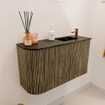 Mondiaz JOYA-DLUX 71.6cm meuble de salle de bains WC - arrondi gauche couleur Dusk - Vasque FAYE position Droite 1 trou de robinet couleur Lava. SW1423239
