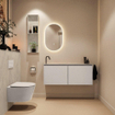 MONDIAZ TURE-DLUX Meuble toilette - 120cm - Linen - EDEN - vasque Opalo - position gauche - 1 trou de robinet SW1104396