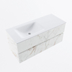 Mondiaz VICA Ensemble de meuble de salle de bain - 110cm - meuble sous-vasque carrara - 2 tiroirs - lavabo cloud gauche - 1 trou de robinet - version haute de 60cm - talc SW1084919