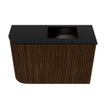 Mondiaz JOYA 61.6cm meuble de salle de bains - arrondi gauche couleur Walnut - Vasque FAYE position Droite Sans trou de robinet couleur Urban. SW1421375