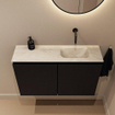 MONDIAZ TURE-DLUX Meuble toilette - 80cm - Urban - EDEN - vasque Ostra - position droite - sans trou de robinet SW1104668