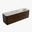Mondiaz CIRO-DLUX Badkamermeubelset - 160x45x50cm - Solid surface wastafel Frappe - 1 wasbak Rechts - 1 kraangat - 4 lades - Walnut SW1530224