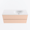 MONDIAZ VICA Ensemble meuble de salle de bains - 110cm - meuble bas rosee - 2 tiroirs - lavabo moon à droite - 1 trou de robinet - version haute 60cm - talc SW1080373