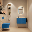MONDIAZ TURE-DLUX Meuble toilette - 80cm - Jeans - EDEN - vasque Frappe - position centrale - sans trou de robinet SW1102829