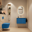 MONDIAZ TURE-DLUX Meuble WC 80 cm Jeans. EDEN lavabo Frappe position milieu. Sans trou de robinet. SW1102829